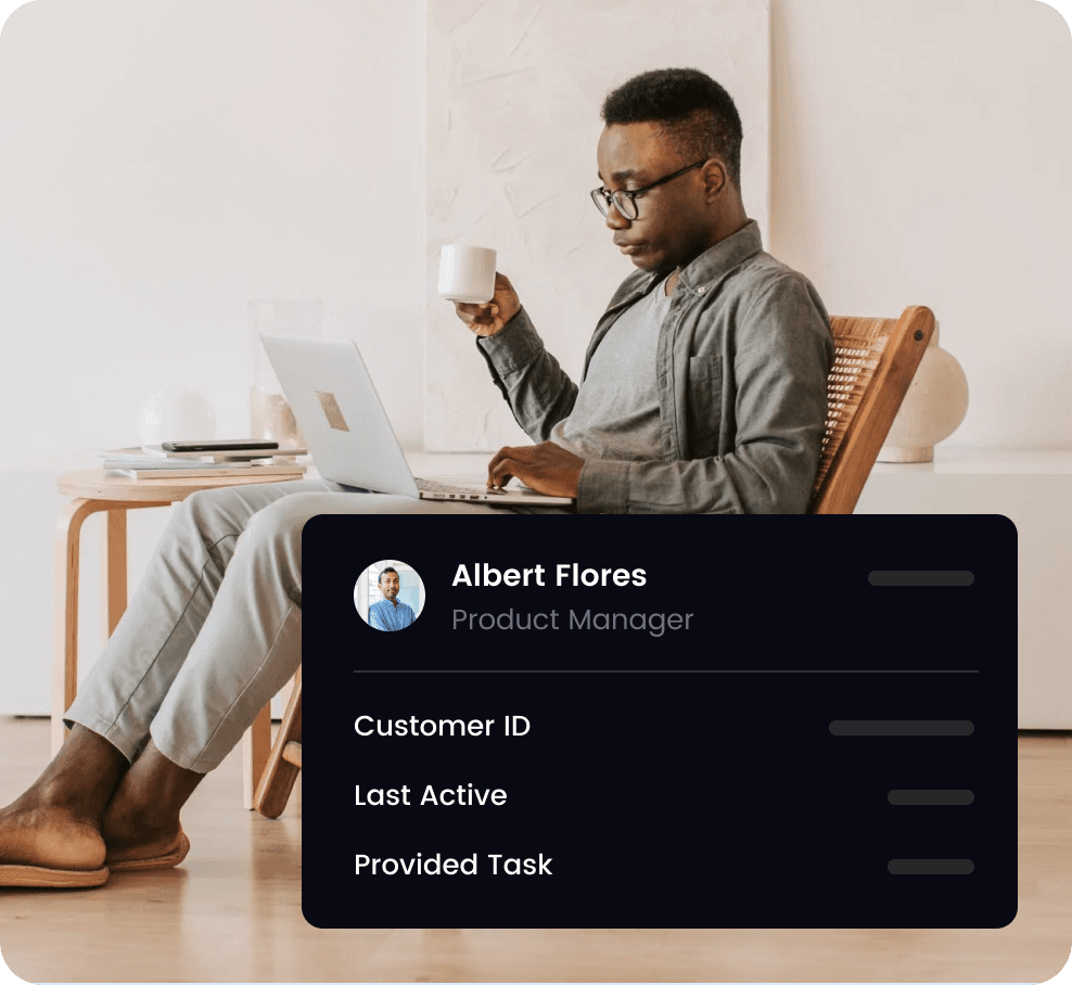 Freelancer working comfortably at home with coffee and a laptop